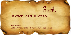 Hirschfeld Aletta névjegykártya